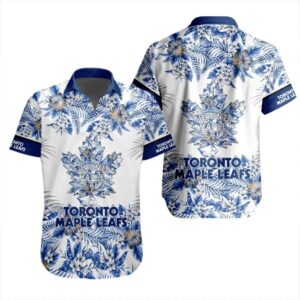 Toronto Maple Leafs Blue Floral Hawaiian Shirt