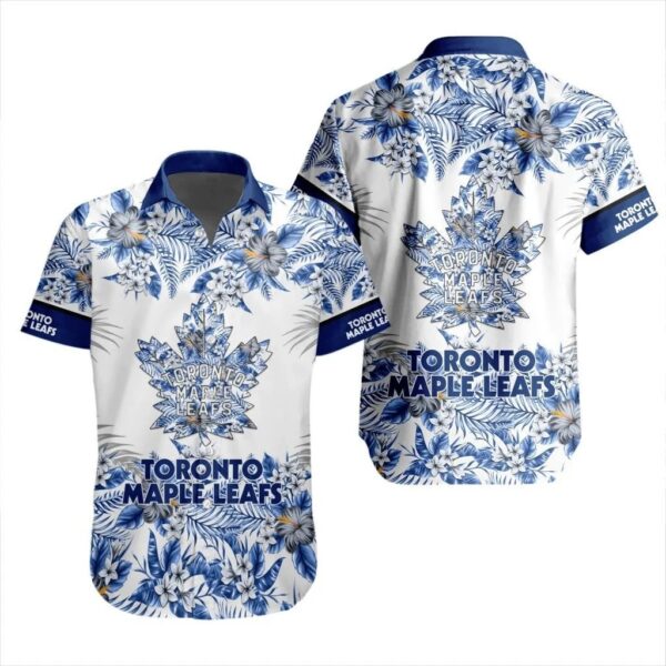 Toronto Maple Leafs Blue Floral Hawaiian Shirt